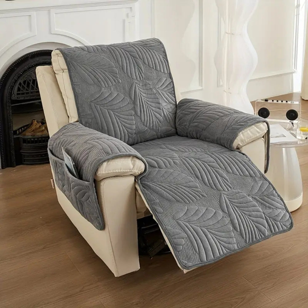 Housse de fauteuil relax motif feuilles – Beige