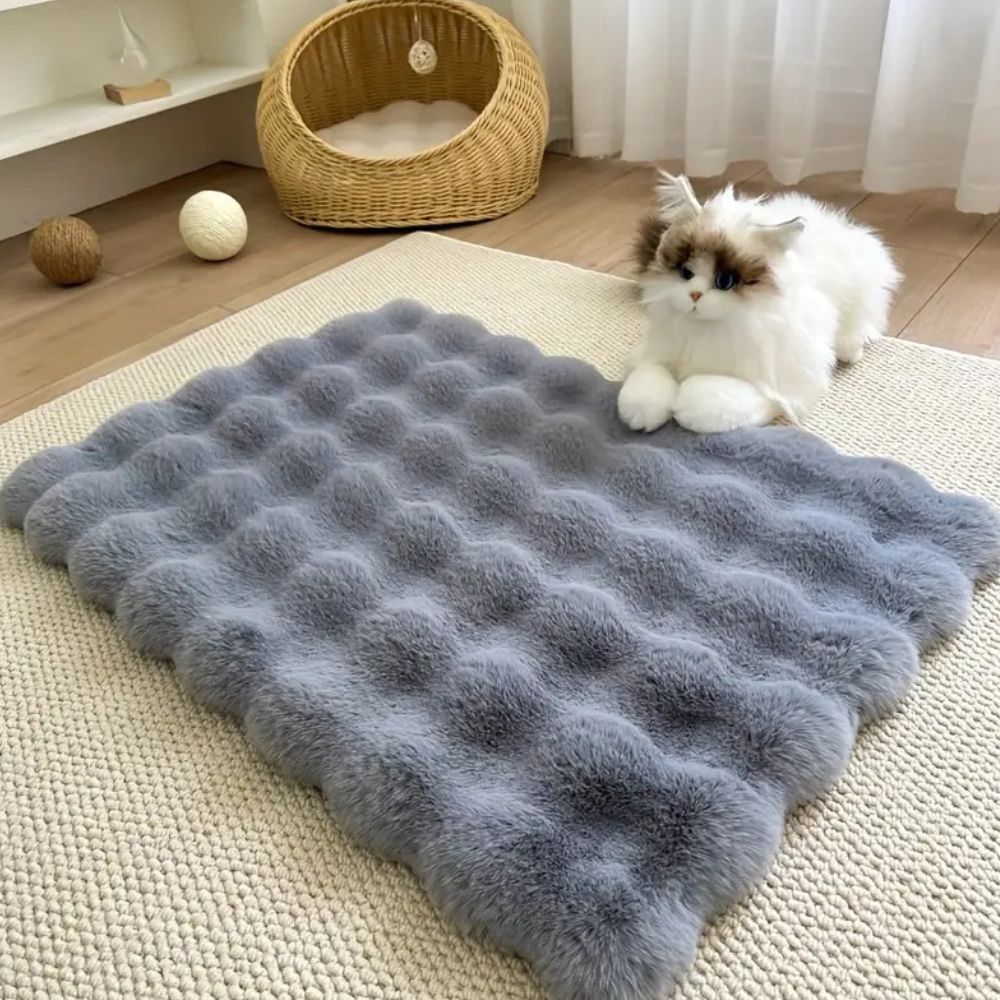 Tapis pour animaux en fausse fourrure – Anthracite Gris