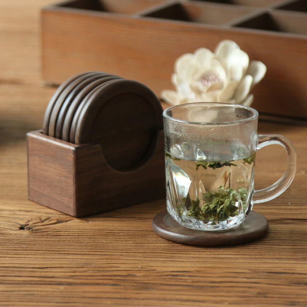 Sous-verres en bois style japonais | Lot de 6