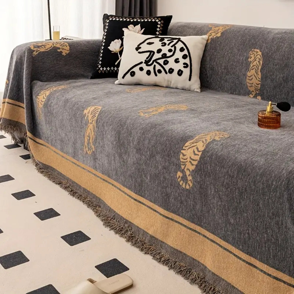 Housse de canapé en chenille Safari Tiger