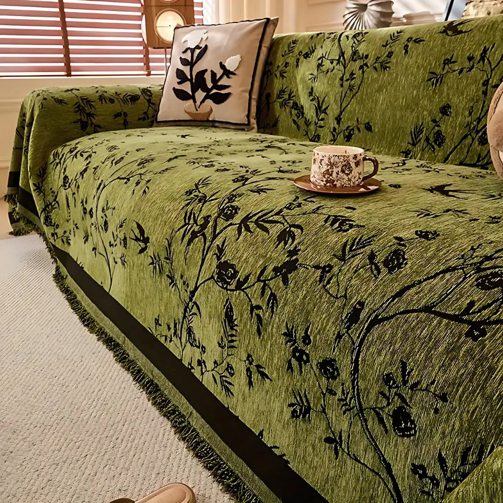 Housse de canapé élégante en chenille Ormel – Vert olive