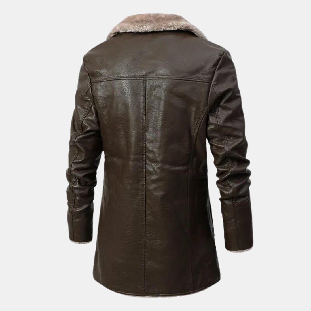 Manteau d'hiver en cuir pour homme