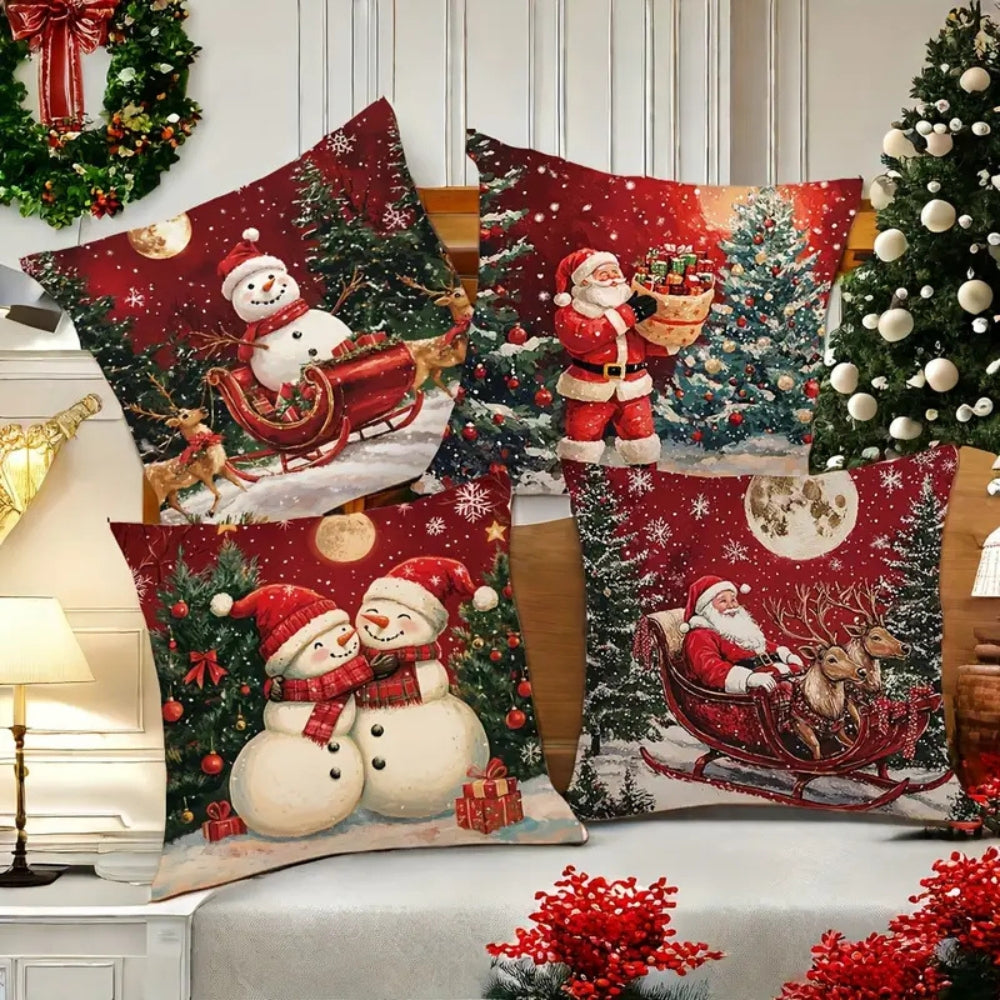 Housse de coussin traîneau du Père Noël – Snowy Sleigh