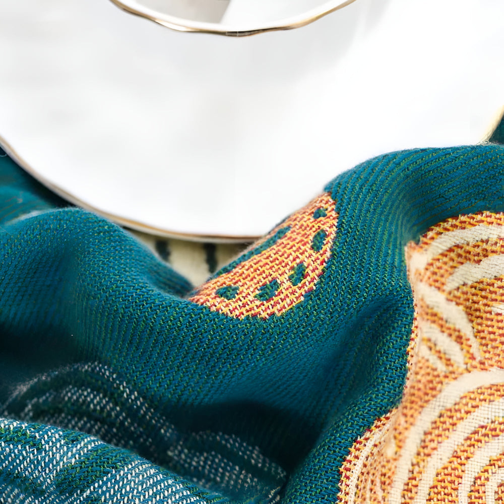 Plaid en coton fleurs exotiques