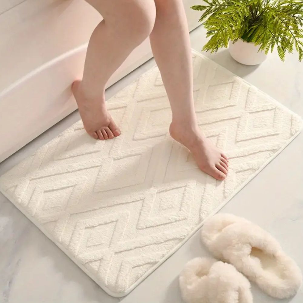 Tapis de bain jacquard à losanges – 16"x24"