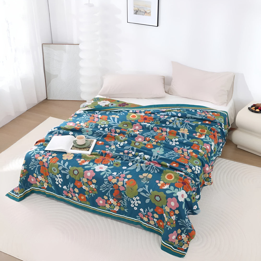 Plaid en coton fleurs des champs – 59"x79"