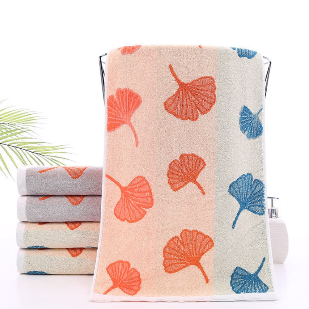 Serviette en coton Ginkgo Bliss – Abricot & Orange