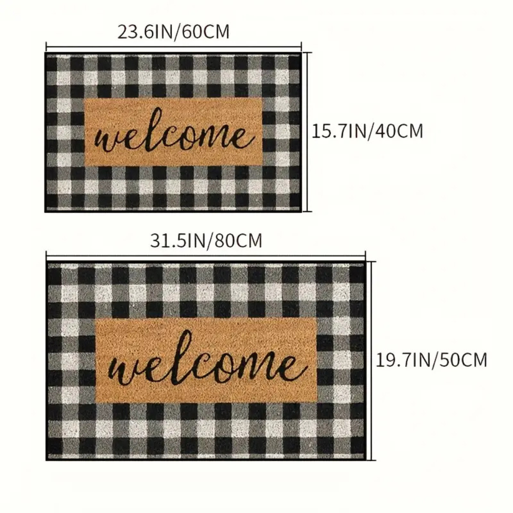 Paillasson Welcome à carreaux