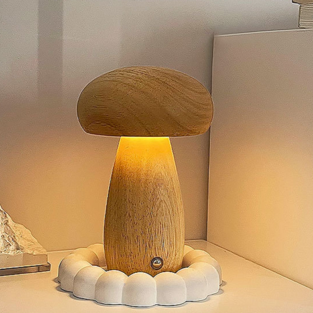 Lampe champignon en bois