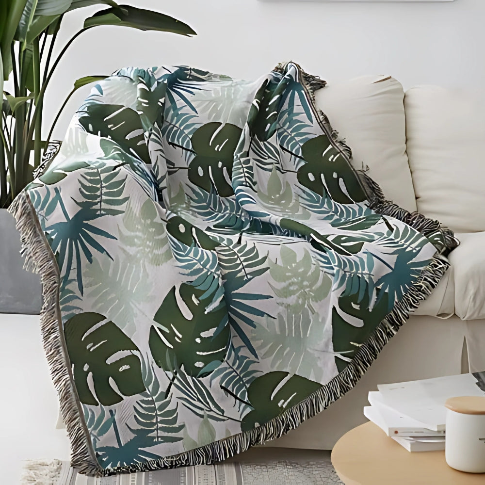 Housse de canapé à pompons feuilles de palmier – 35"x59"
