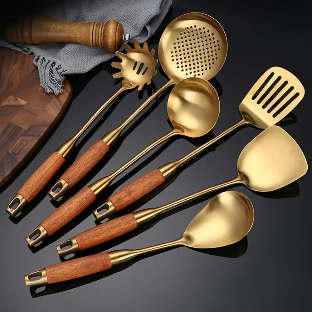 Ustensiles de cuisine dorés | Lot de 6
