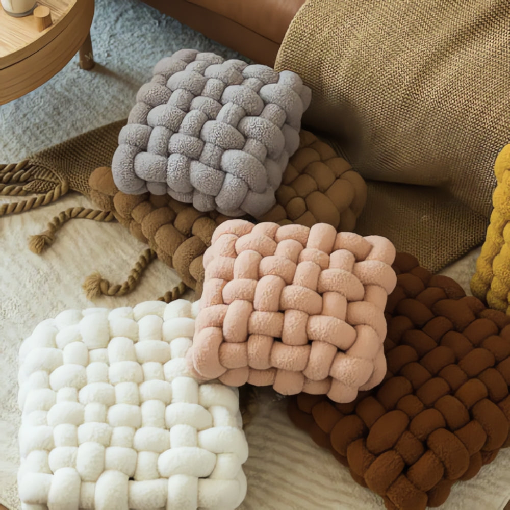 Coussin bouclette noué moelleux – Abricot