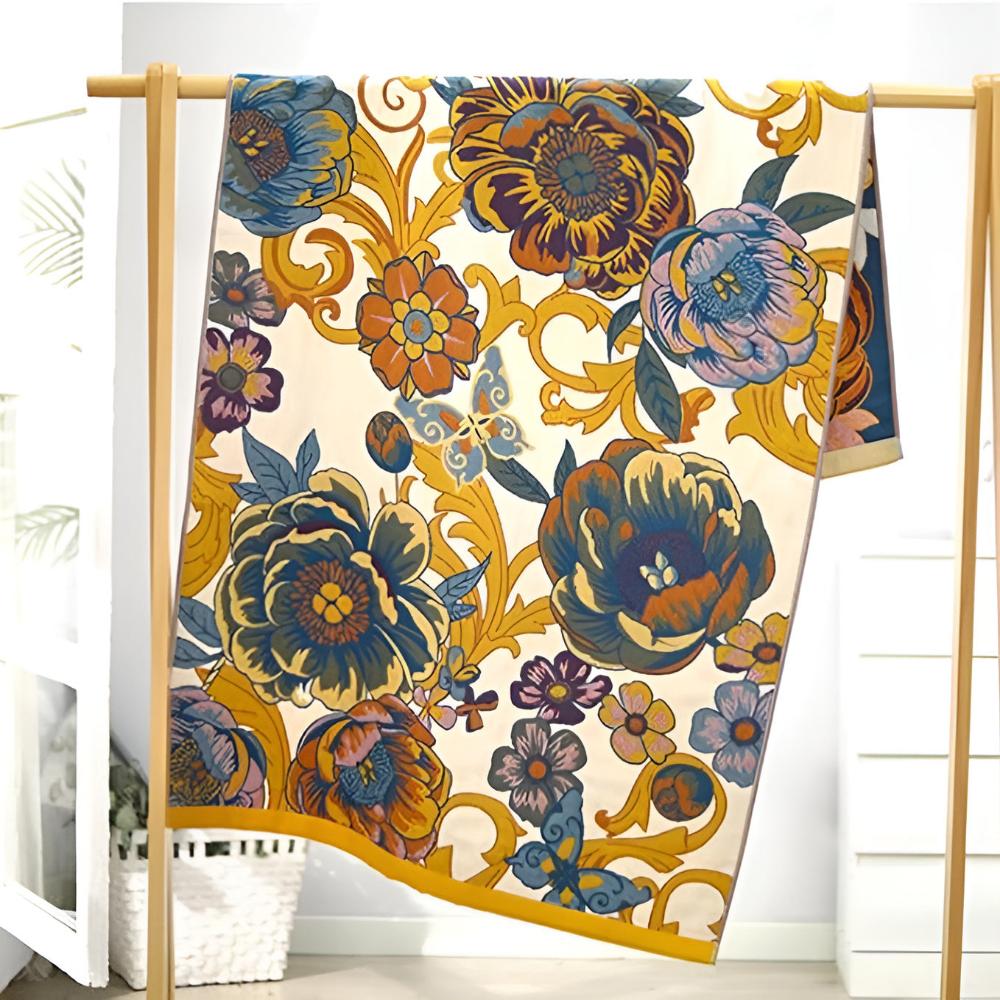 Serviette de bain réversible fleurs épanouies