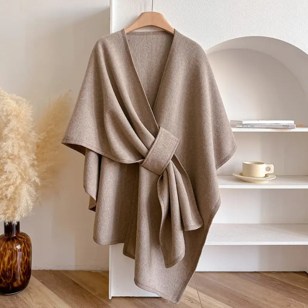 Poncho-cape coupe-vent luxueux – Taupe