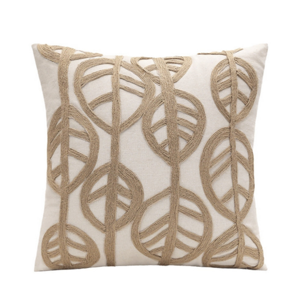 Housse de coussin brodée feuilles – Rond Leaves