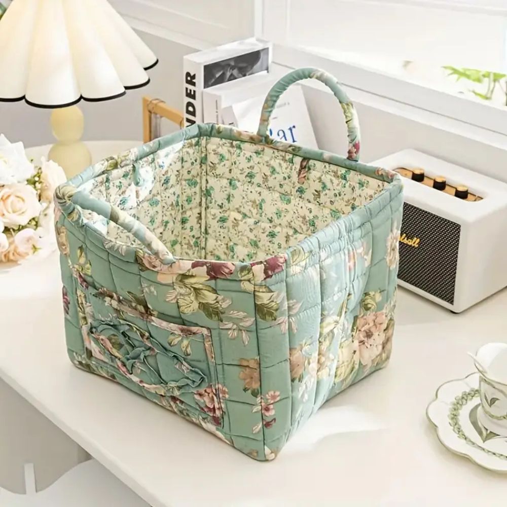Panier de rangement en toile fleurie – Blossom