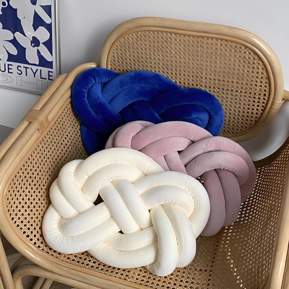 Coussin tressé moelleux – Bleu