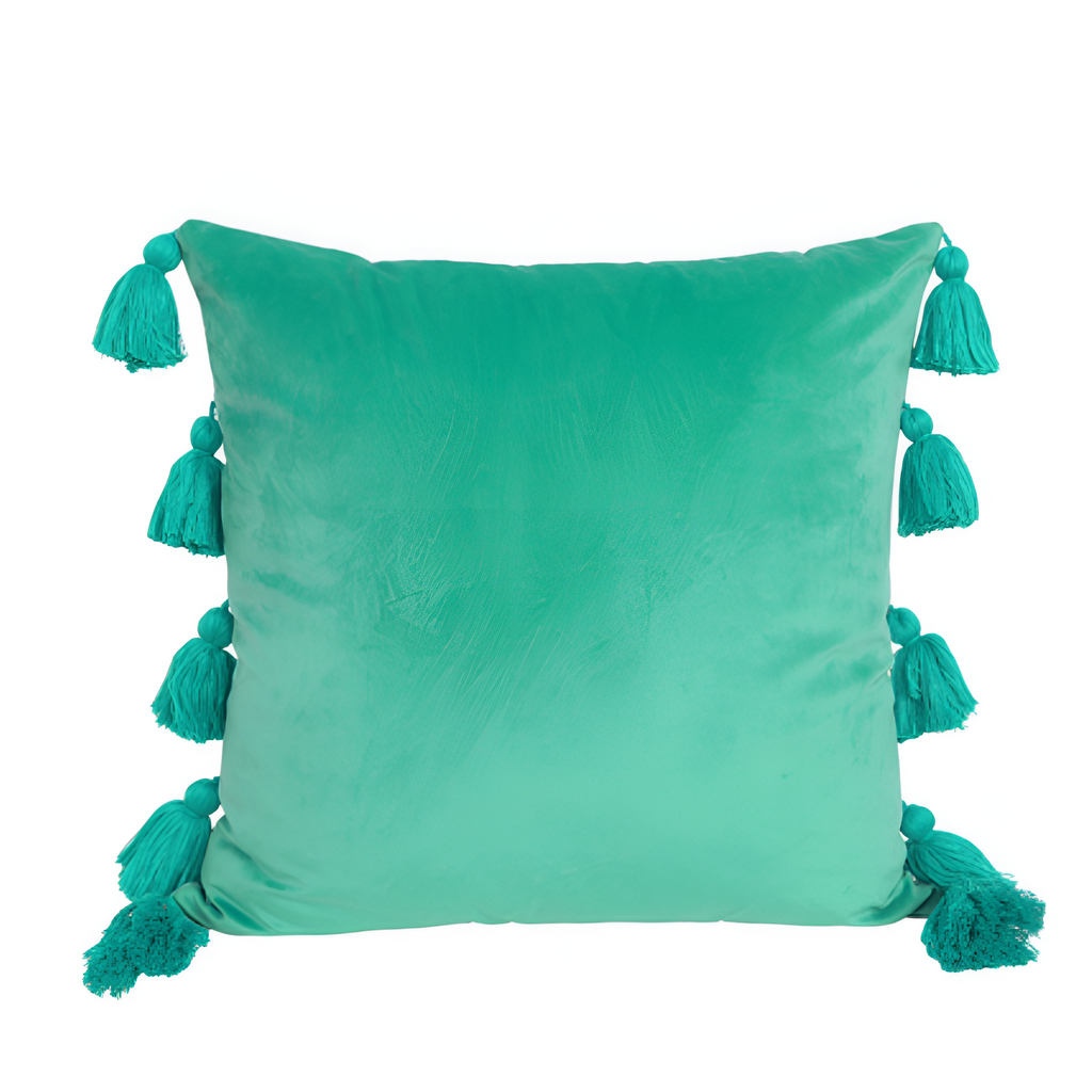 Housse de coussin bohème à pompons