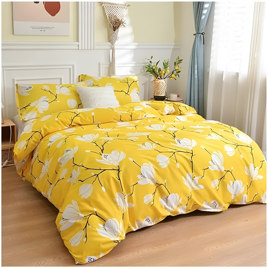 Yellow Blossom | Parure de couette 3 pièces – Full