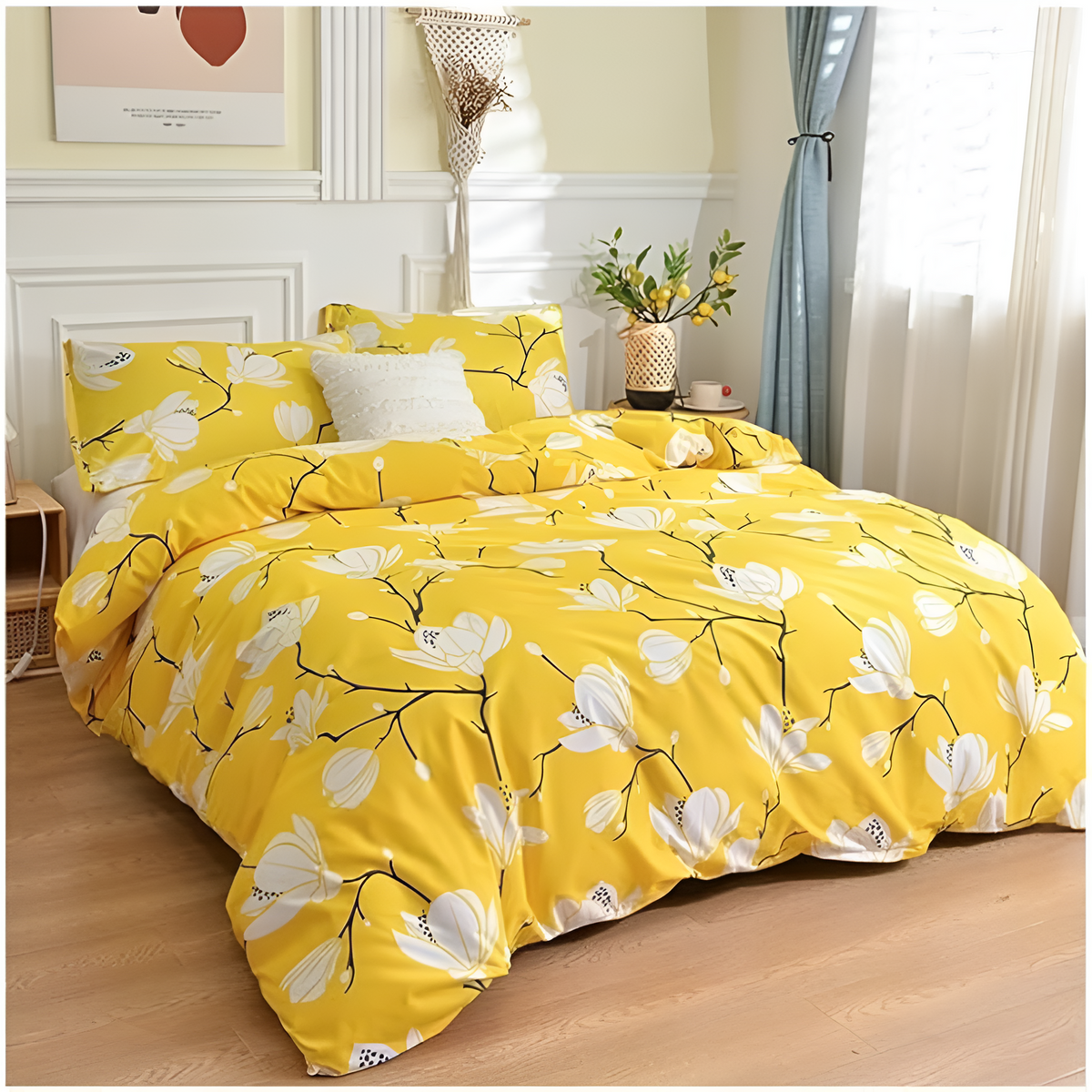 Yellow Blossom | Parure de couette 3 pièces – Full