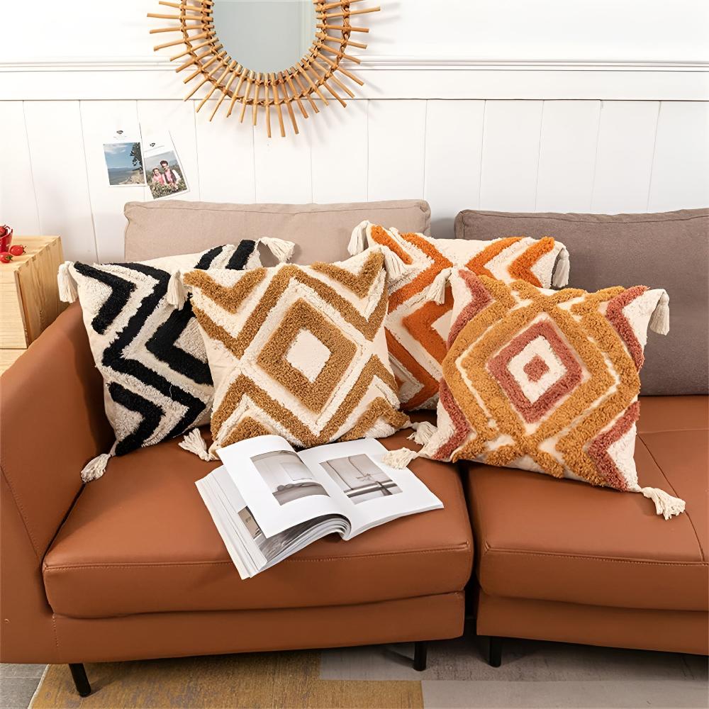 Housse de coussin touffetée Casablanca – Noir