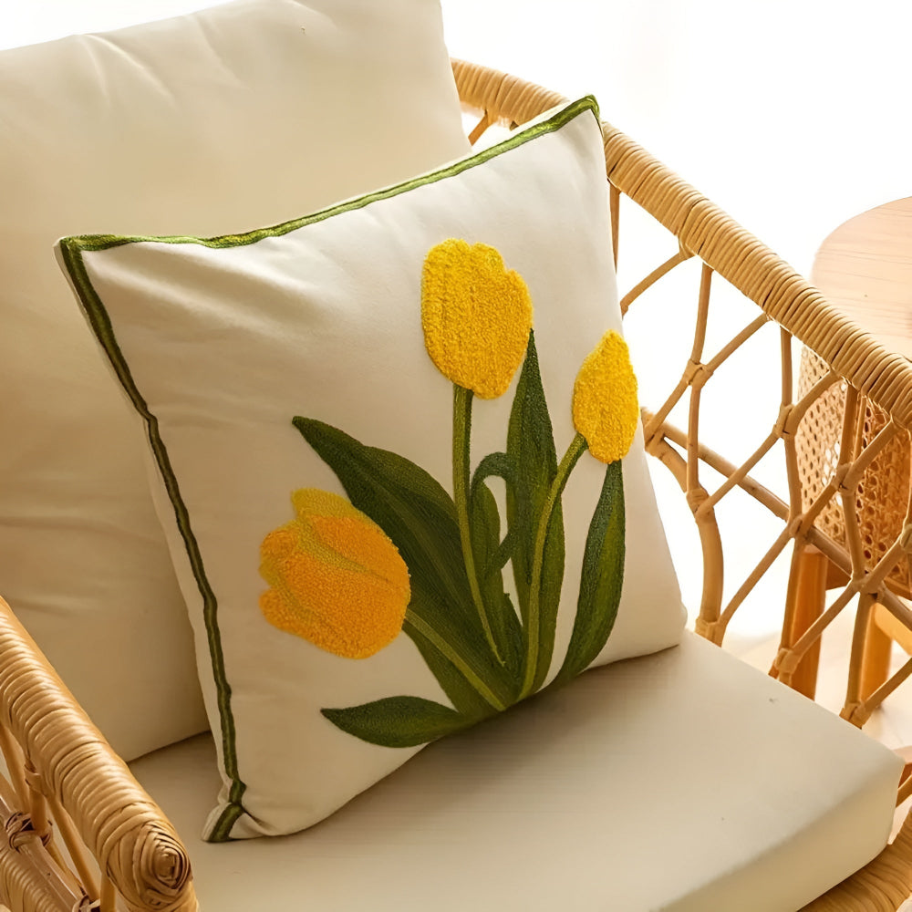 Housse de coussin tulipes en fleur