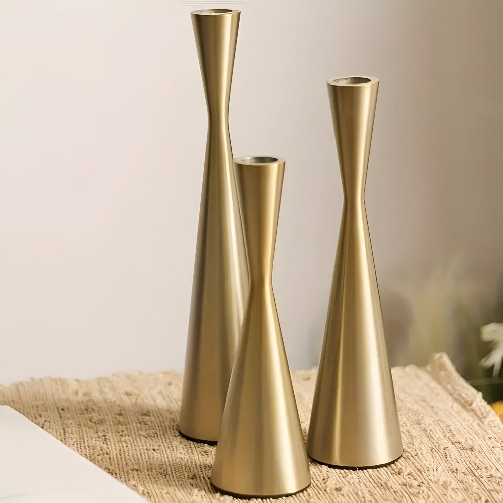 Bougeoirs nordiques effet laiton | Lot de 3