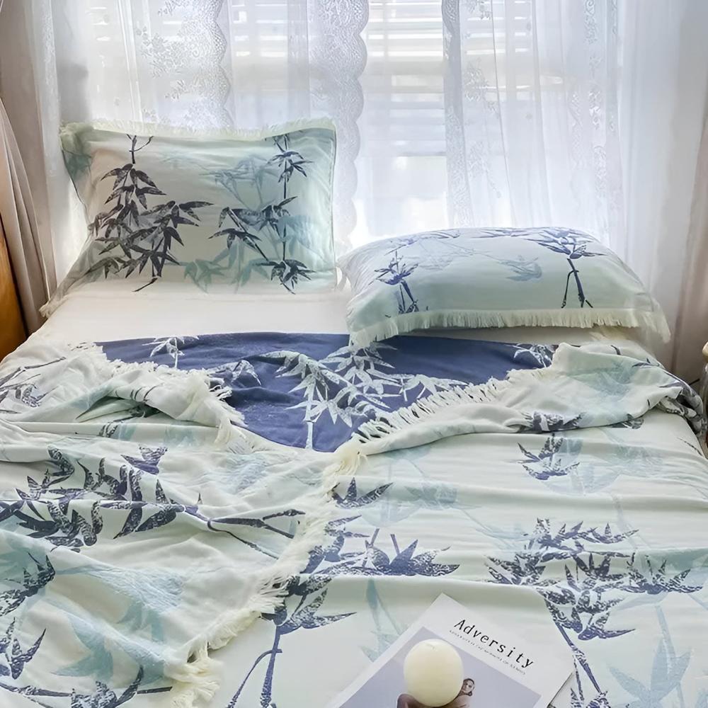 Plaid jacquard réversible bambou et coton – 59"x79"