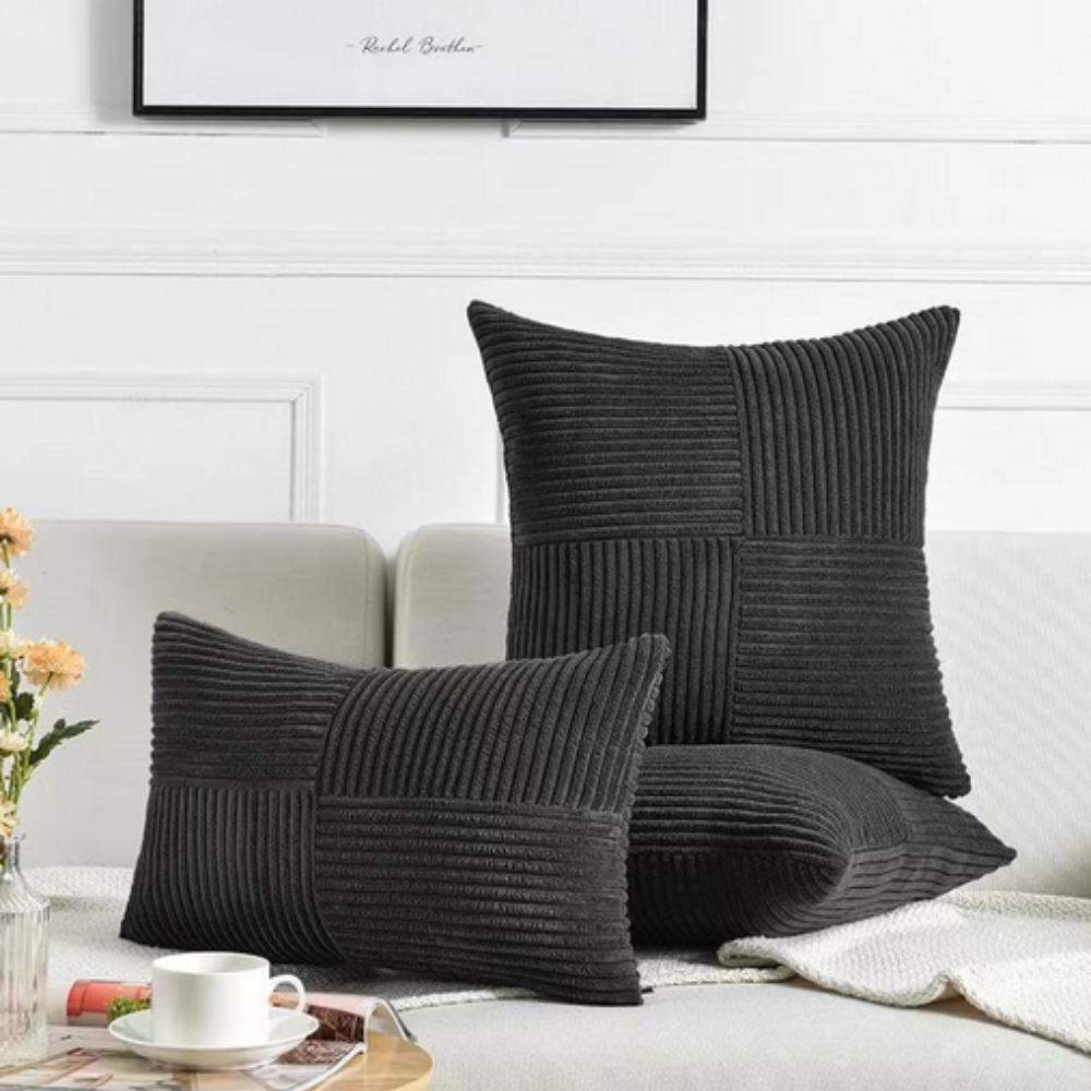 Housse de coussin rustique en velours côtelé