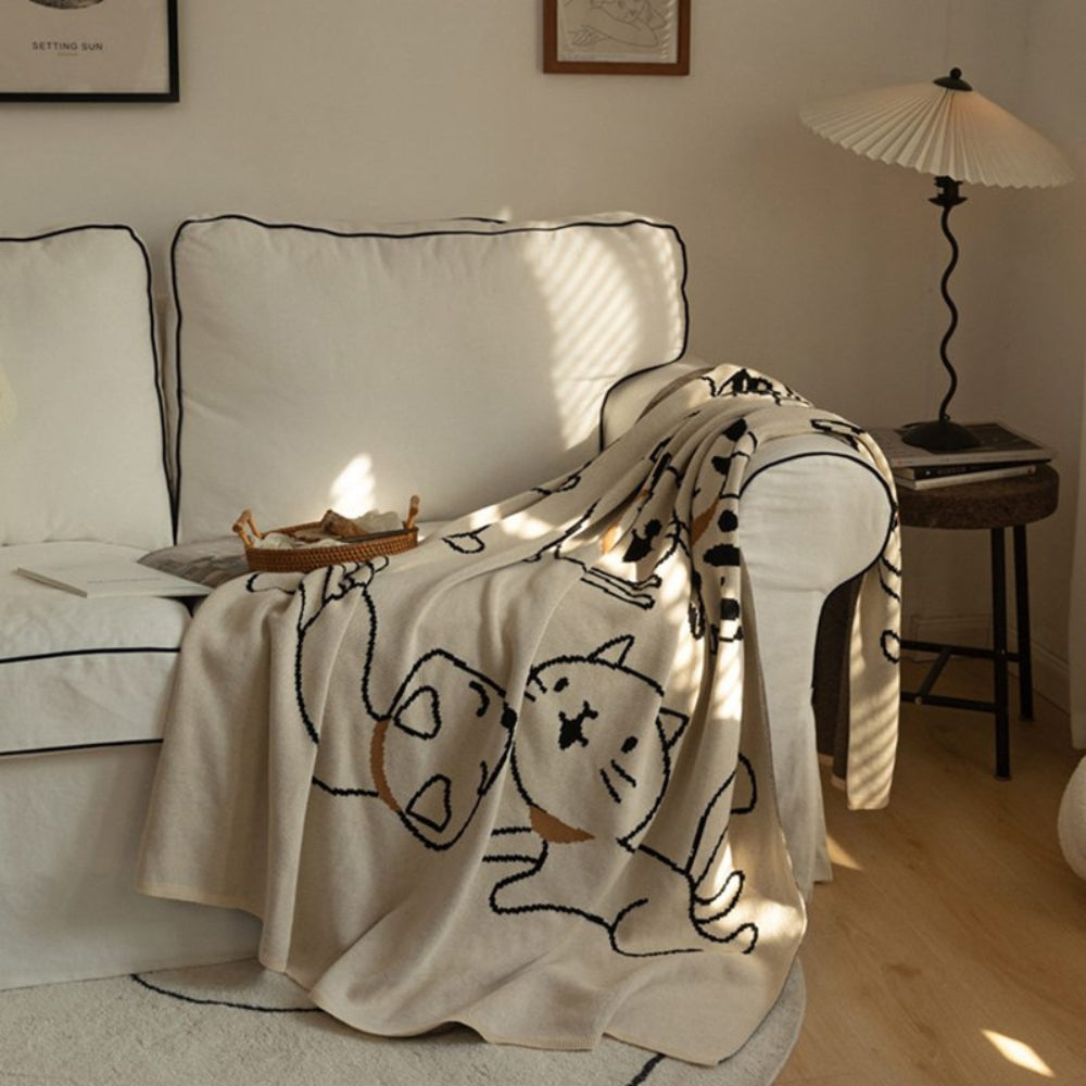 Plaid en coton Purrsoft motif chats