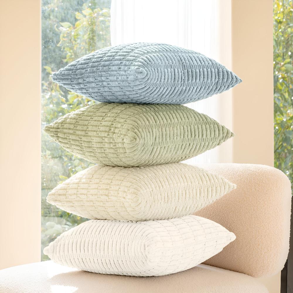 Housses de coussin moelleuses nervurées