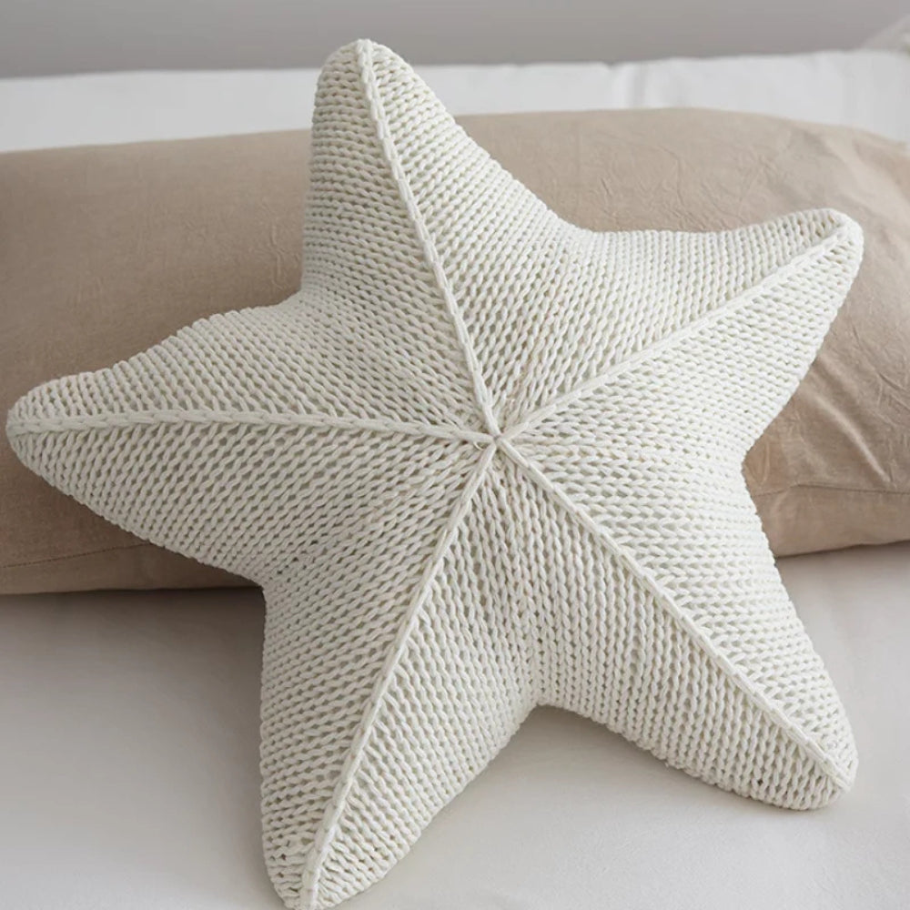 Coussin étoile de mer tricoté main
