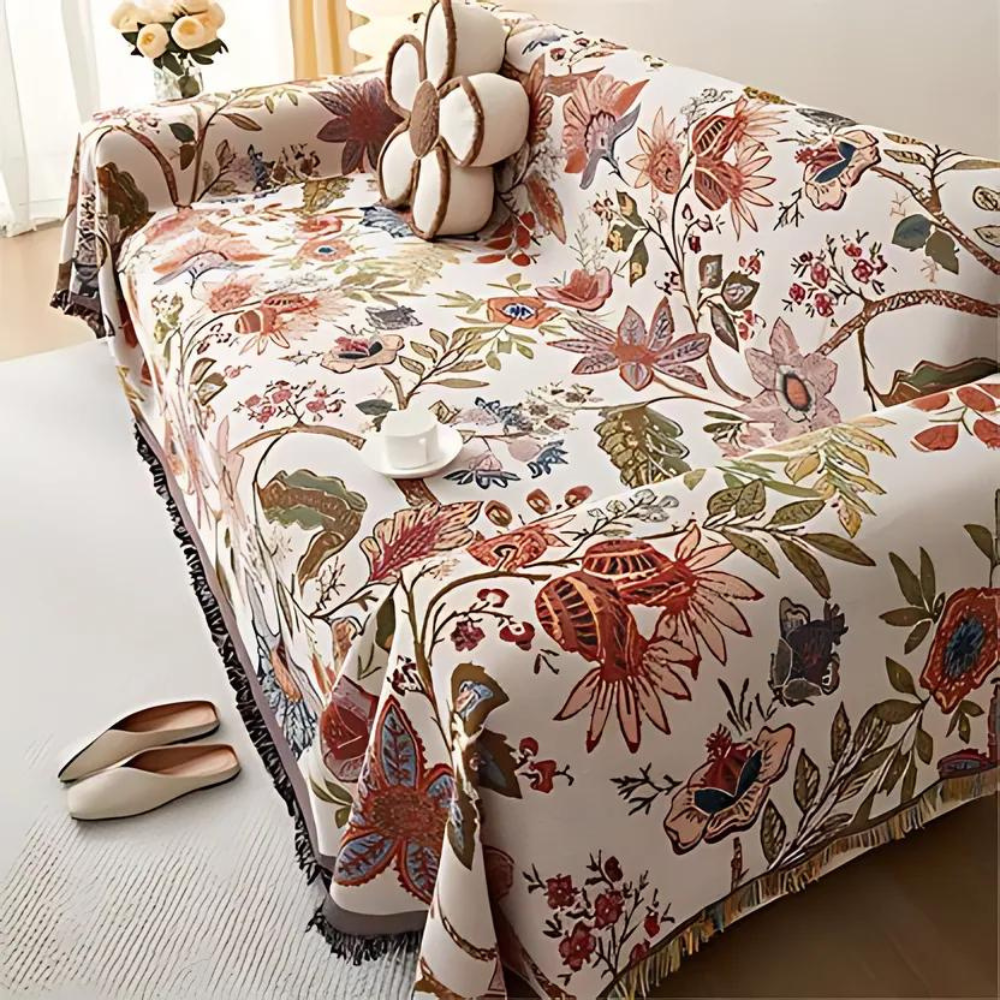 Plaid fleuri campagne chic
