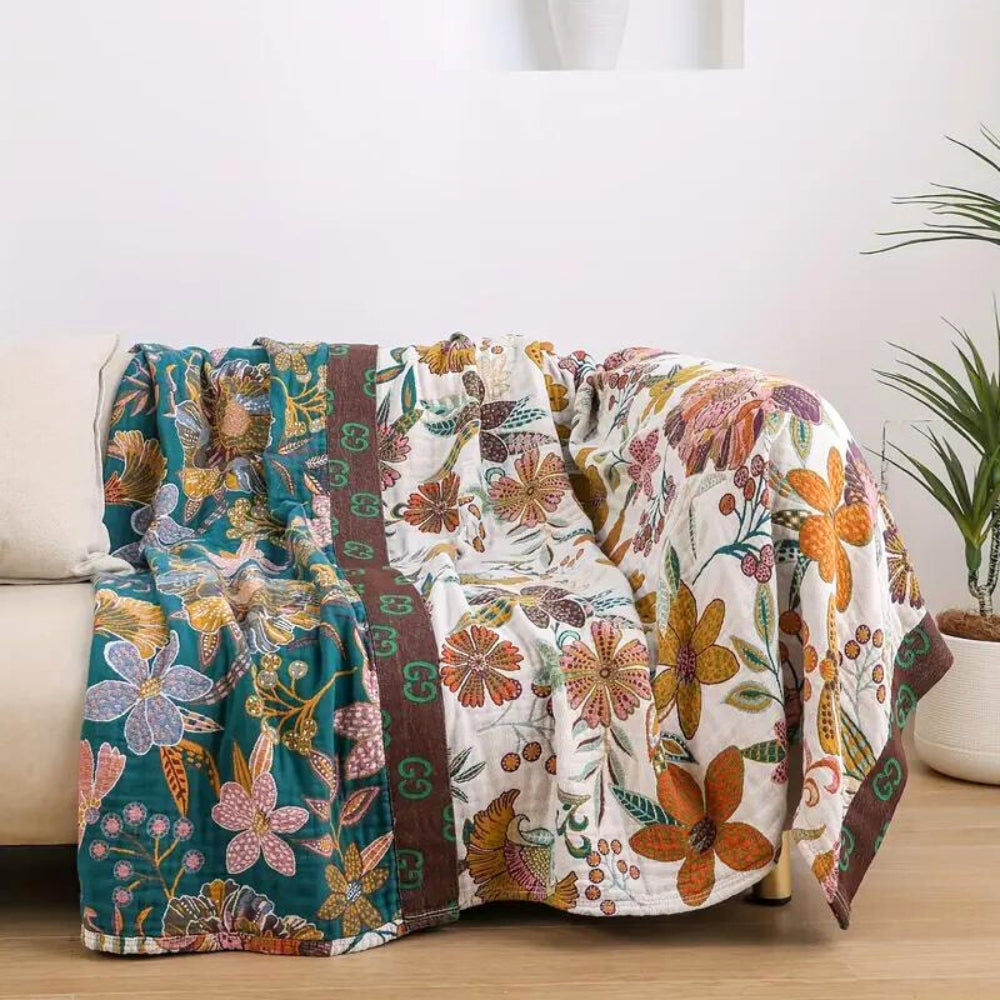 Plaid en coton fleuri Charm