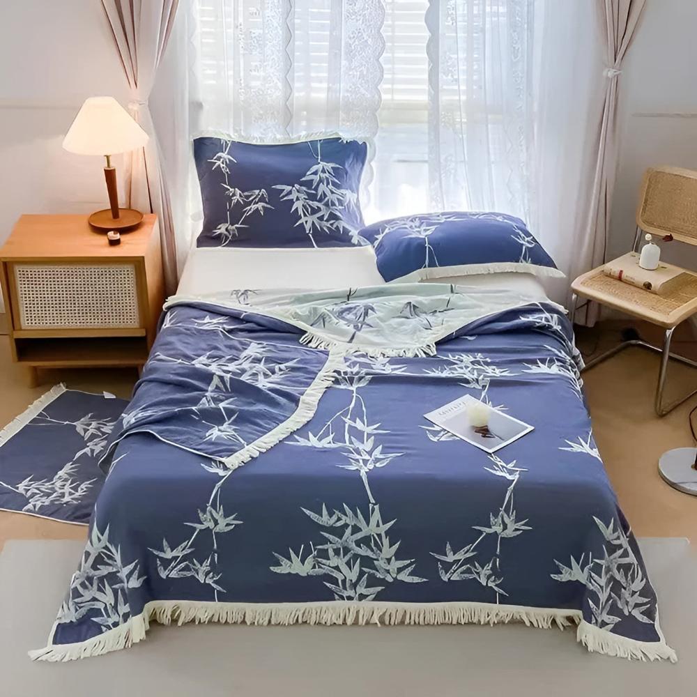 Plaid jacquard réversible bambou et coton
