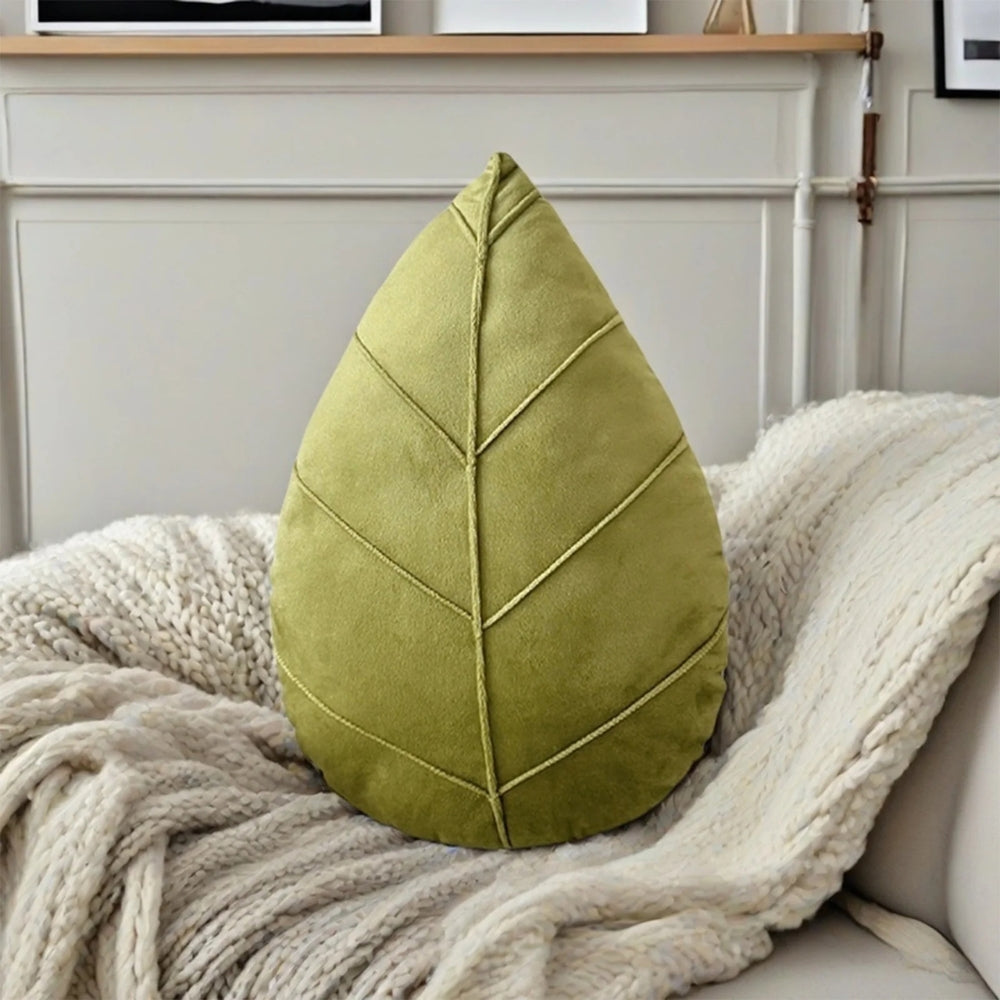 Coussin en forme de feuille Verdant Flourish – 9.8"x14.96"