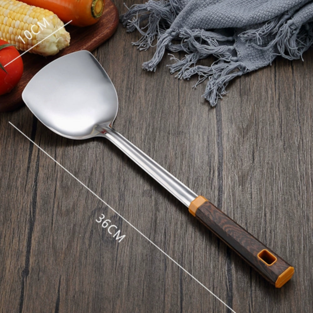 Ustensiles en inox effet bois | Lot de 6