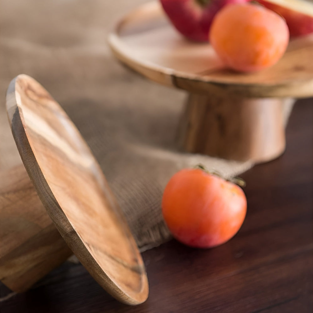 Présentoir à gâteau sur pied en bois
