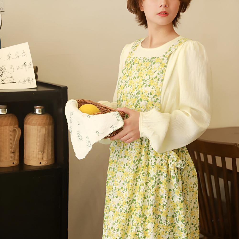 Tablier en coton charme pastoral – Jaune