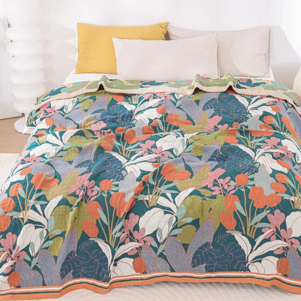 Plaid en gaze de coton inspiration jardin – 59"x79"