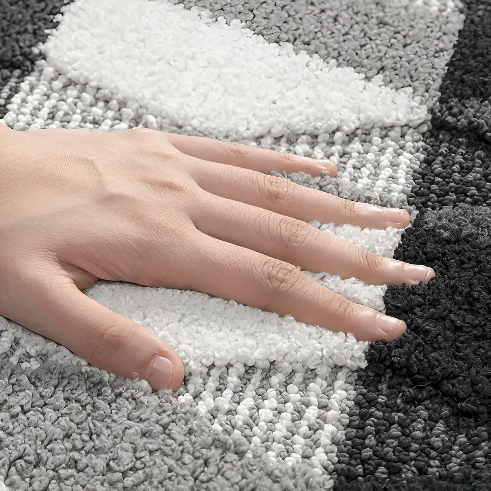 Tapis géométrique antidérapant en microfibre