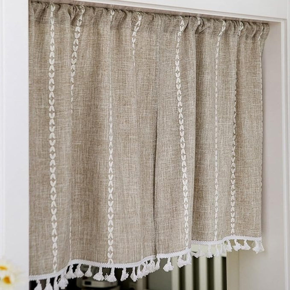 Rideaux de cuisine boho en coton et lin