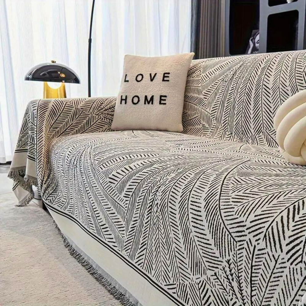 Housse de canapé luxueuse motif feuilles
