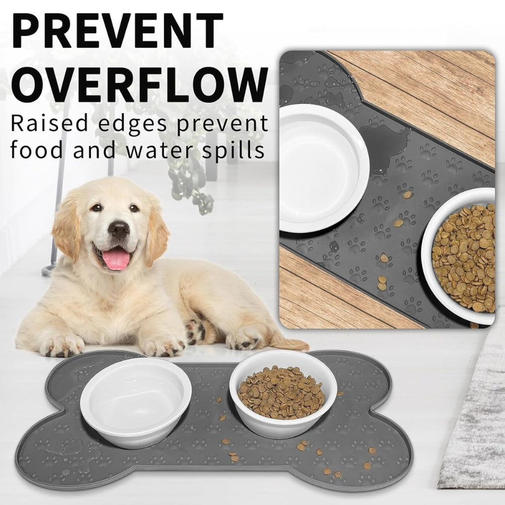 Tapis de gamelle en silicone en forme d'os