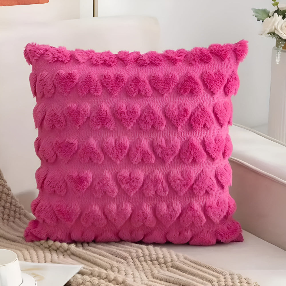 Housse de coussin cœur moelleuse