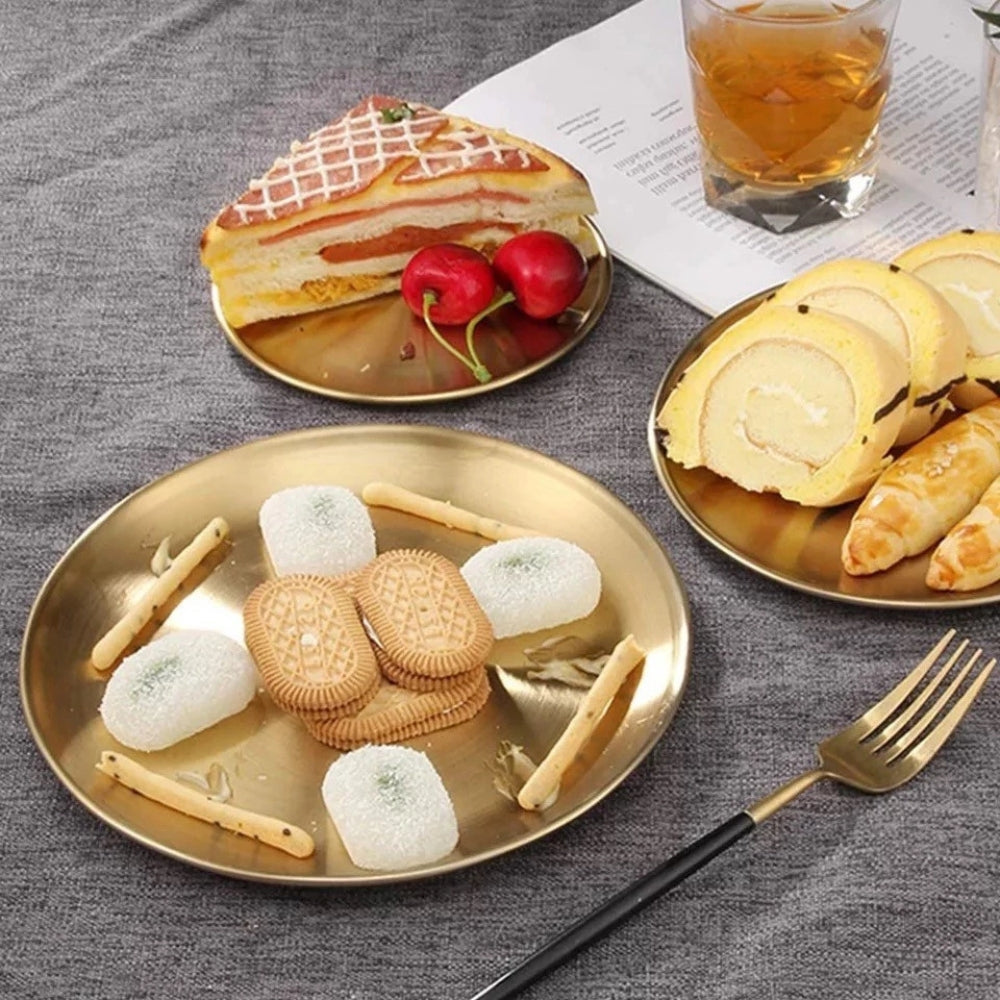 Assiettes de service dorées en inox