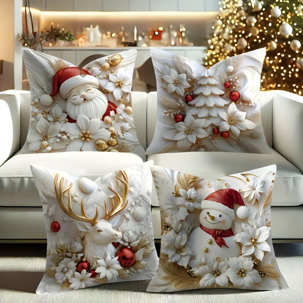 Housses de coussin de Noël en velours | Lot de 4