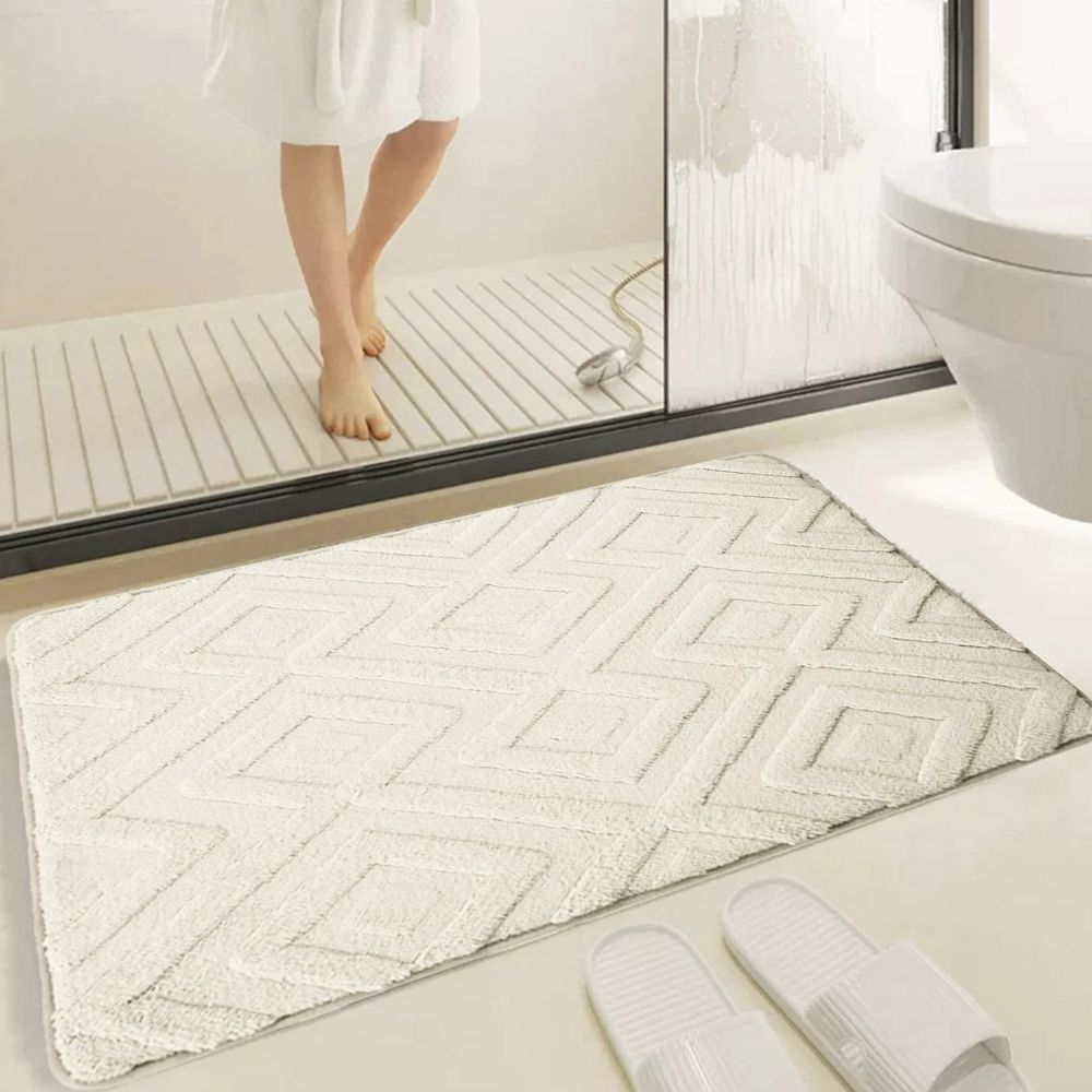 Tapis de bain jacquard à losanges