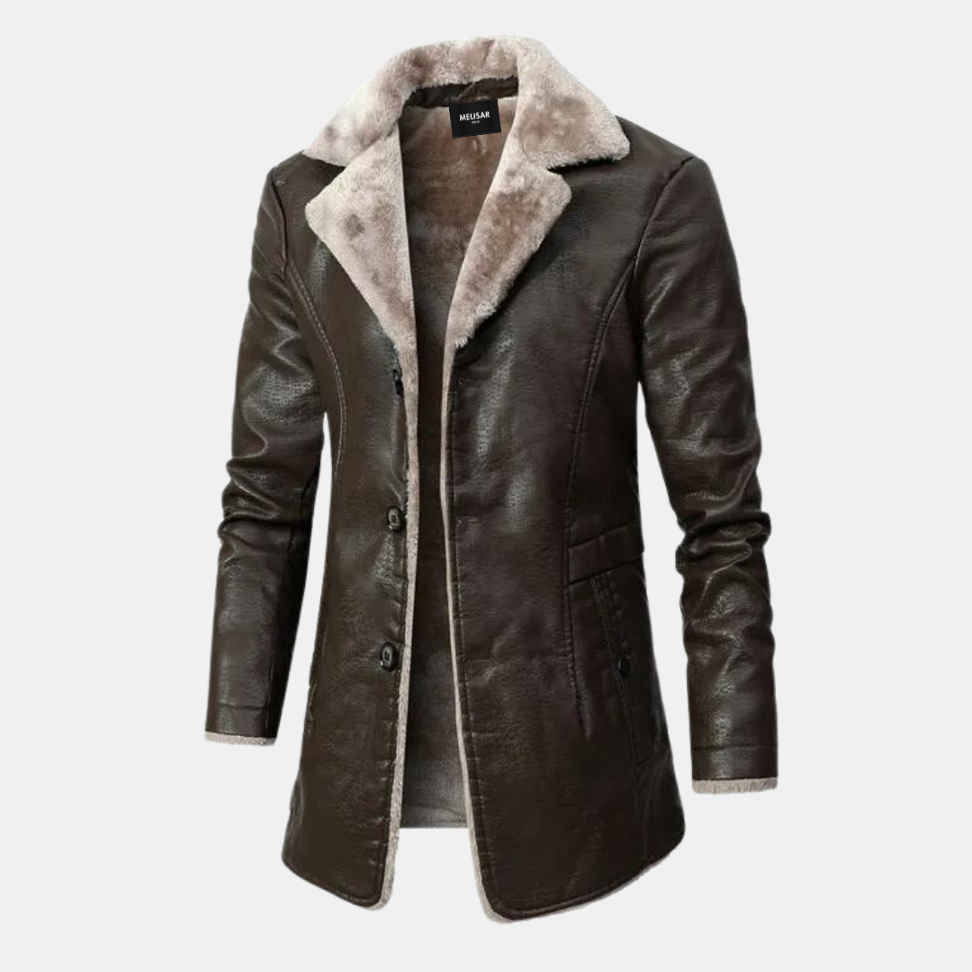 Manteau d'hiver en cuir pour homme