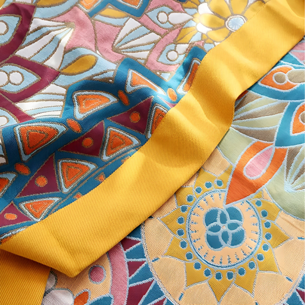 Plaid en coton jacquard fleuri marocain